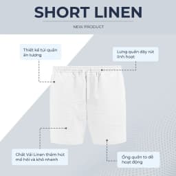 Thumbnail Quần short LINEN POLOMANOR chất đũi cao cấp, mềm mại, lưng thun, thoải mái thanh lịch 4