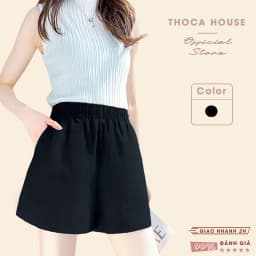 Thumbnail Quần short lưng thun basic trơn đen THOCA HOUSE trẻ trung, năng động thường ngày dễ phối 1