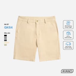 Thumbnail Quần Short Nam AVIANO Vải Kaki, Quần Đùi Nam Cạp Cúc Màu Basic 4