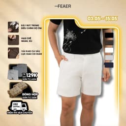 Thumbnail Quần short nam Fundamental vải kaki cá sấu lục giác, dây rút ẩn, co giãn nhẹ, thấm hút tốt, form trên gối tôn dáng-FEAER 1