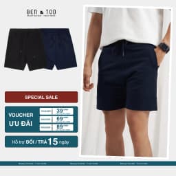Thumbnail Quần short nam ngắn form SLIM FIT BEN & TOD 19320 vải cotton xuất xịn lưng đai thun co giãn 4 chiều chuẩn form nam tính 1