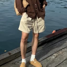 Thumbnail Quần short nam PEALO chất liệu linen thoáng mát cạp chun phong cách Minimalism 3