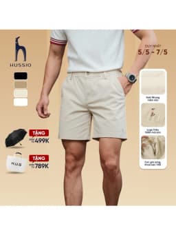 Thumbnail Quần short nam SEASON "BA" vải kaki nhung xuất xịn, co giãn 4 chiều, chuẩn form - HUSSIO 1
