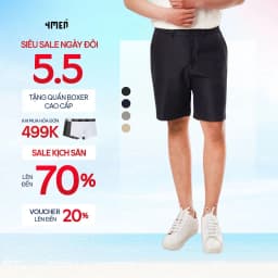 Thumbnail Quần Short Nam Trơn Slimfit 4MEN QS060 basic, vải kaki mềm mại, chống nhăn, thoáng mát, trẻ trung 1