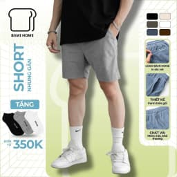 Thumbnail Quần short nhung tăm Nam Nữ BAMI HOME cao cấp form regular năng động thoải mái QNG02 1