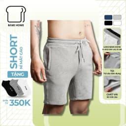 Thumbnail Quần short nỉ cao cấp BAMI HOME phong cách unisex có lai và dây rút dễ phối đồ QN02 1