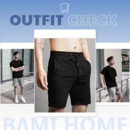 Thumbnail Quần short nỉ cao cấp BAMI HOME phong cách unisex có lai và dây rút dễ phối đồ QN02 3