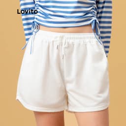 Thumbnail Quần short nữ Lovito L00242 lưng thun thiết kế rút dây thời trang năng động cho nữ nhiều màu sắc tùy chọn 1