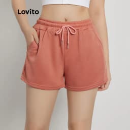 Thumbnail Quần short nữ Lovito L00242 lưng thun thiết kế rút dây thời trang năng động cho nữ nhiều màu sắc tùy chọn 3