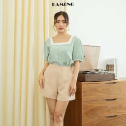 Thumbnail Quần short nữ lưng cao KAMONG dáng quần ống rộng Q002 4