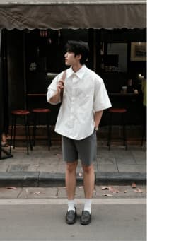 Thumbnail Quần short đùi ARMCEO kẻ sọc sidetab thanh lịch sang trọng chất liệu cotton spandex co giãn thoáng mát - N01 3