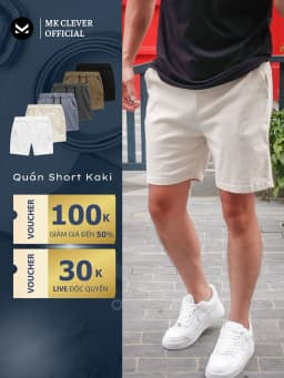 Thumbnail Quần short đùi Kaki nam MK CLEVER cạp chun thoáng mát trẻ trung, form trên gối mặc hàng ngày 1