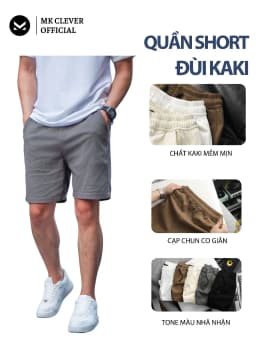 Thumbnail Quần short đùi Kaki nam MK CLEVER cạp chun thoáng mát trẻ trung, form trên gối mặc hàng ngày 3