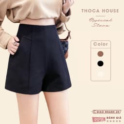 Thumbnail Quần short ulzzang Hàn may lai giữa khóa kéo sau trơn THOCA HOUSE năng động, trẻ trung 1