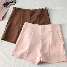 Thumbnail Quần short ulzzang Hàn may lai giữa khóa kéo sau trơn THOCA HOUSE năng động, trẻ trung 4