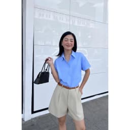 Thumbnail Quần shorts cạp cao MONO TALK dáng A, chất liệu tuýt si (kèm thắt lưng) MFOT25Y-B40001FT 2