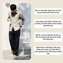 Thumbnail Quần suông ống rộng nam nữ PEALO chất liệu linen thời trang cao cấp 2