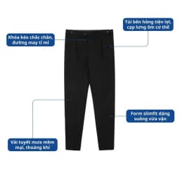 Thumbnail Quần tây âu công sở AKUBA, nút gài điều chỉnh, chất vải chống nhăn, form slimfit | 01K0766 2