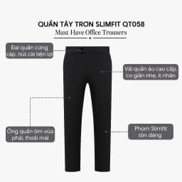Thumbnail Quần tây âu nam co giãn 4MEN QT058 form slimfit Hàn Quốc ống ôm đẹp, vải cao cấp không nhăn, 3 màu đen, xám, xanh đen 3