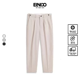 Thumbnail Quần tây âu Sidetab ống rộng cạp điều chỉnh phong cách Hàn Quốc ELNIDO 1