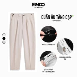 Thumbnail Quần tây âu Sidetab ống rộng cạp điều chỉnh phong cách Hàn Quốc ELNIDO 2