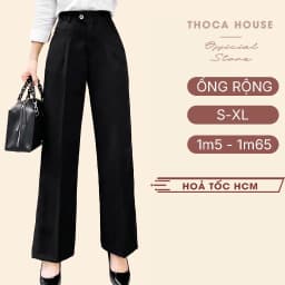 Thumbnail Quần tây công sở ống rộng dáng suông lưng cao khuy cài THOCA HOUSE dễ phối tôn dáng và chân dài 1