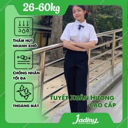 Thumbnail Quần tây học sinh nữ ống đứng xuân hương mềm co giãn nhẹ màu đen Jadiny GDP048 1