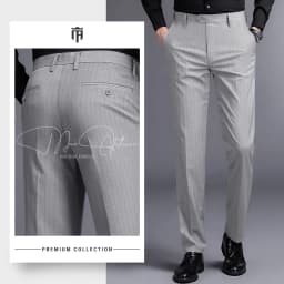 Thumbnail Quần tây kẻ dọc nam chính hãng MAC ARTHUR form slimcrop vải dày chống nhăn, mềm mịn, co giãn tốt 1