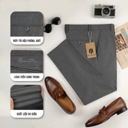 Thumbnail Quần tây kẻ dọc nam chính hãng MAC ARTHUR form slimcrop vải dày chống nhăn, mềm mịn, co giãn tốt 2