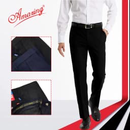 Thumbnail Quần tây nam cao cấp Amazing màu đen và xanh đen, form truyền thống công sở, không ly, ống đứng 4