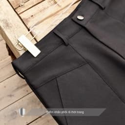 Thumbnail Quần tây nam màu đen basic ống suông SIMTU vải cotton lạnh cao cấp - điểm nhấn phối rã thời trang | QT004 3