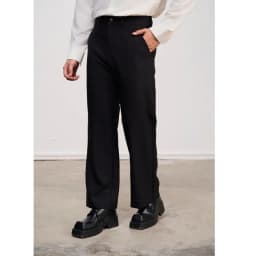 Thumbnail Quần tây nam màu đen basic ống suông SIMTU vải cotton lạnh cao cấp - điểm nhấn phối rã thời trang | QT004 4