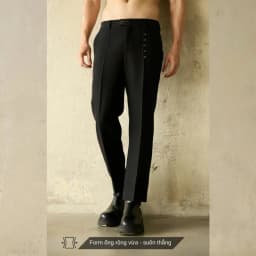 Thumbnail Quần tây nam màu đen phối khoen cá tính SIMTU, chất liệu Kaki Thun cao cấp có độ bền cao, co giãn 2 chiều 3