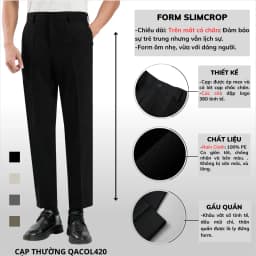 Thumbnail Quần tây nam phong cách Hàn Quốc quần âu ống côn cạp ép cao cấp chất vải dày dặn form slim crop - QACOL420 1