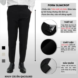 Thumbnail Quần tây nam phong cách Hàn Quốc quần âu ống côn cạp ép cao cấp chất vải dày dặn form slim crop - QACOL420 2