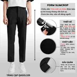 Thumbnail Quần tây nam phong cách Hàn Quốc quần âu ống côn cạp ép cao cấp chất vải dày dặn form slim crop - QACOL420 4