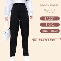Thumbnail Quần tây nữ baggy công sở đi làm, đi học đen, xanh đen có đai lưng THOCA HOUSE quần baggy lưng cao 1