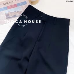 Thumbnail Quần tây nữ baggy công sở đi làm, đi học đen, xanh đen có đai lưng THOCA HOUSE quần baggy lưng cao 4