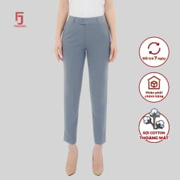 Thumbnail Quần tây nữ QAW1816-R12 dài công sở trơn 1 cúc form nhỏ Thái Hòa 3