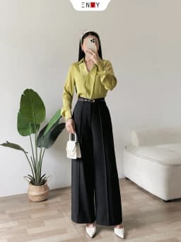Thumbnail Quần Tây Ống Rộng BASIC Lưng Cao ENVY QK53 1