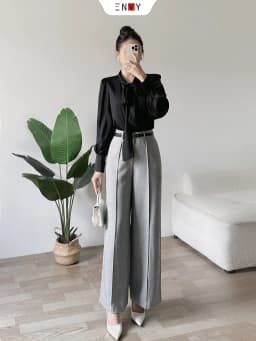 Thumbnail Quần Tây Ống Rộng BASIC Lưng Cao ENVY QK53 2