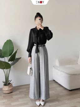 Thumbnail Quần Tây Ống Rộng BASIC Lưng Cao ENVY QK53 3