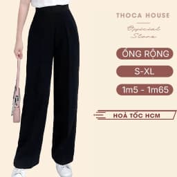 Thumbnail Quần tây ống rộng lưng cao dây kéo bên THOCA HOUSE basic hack chân dài mặc công sở đi học đi chơi 1