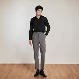 Thumbnail Quần Tây Sidetab Cạp cao Xám khói, Nâu vải Tuypsi cao cấp thương hiệu JBAGY JA0302 2
