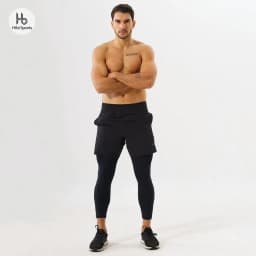 Thumbnail Quần thể thao nam tập gym loại ngắn Hibi Sports M100 - Kiểu 1 lớp xi mặc ngoài, có 2 túi bên 1