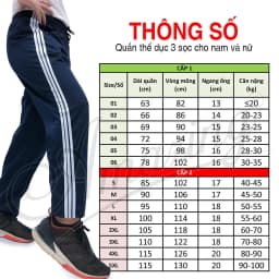 Thumbnail Quần thun thể dục 3 sọc màu xanh Amazing, đồng phục đi học lưng chun, đồ thể thao nam nữ các cấp 2