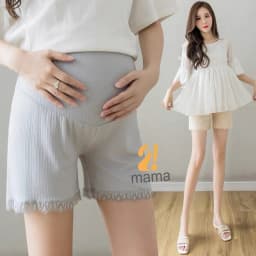 Thumbnail Quần đùi bầu vải lụa 2mama mặc ngủ và mặc trong váy, có chun điều chỉnh, kháng khuẩn, viền ren sang trọng, mát mẻ 3