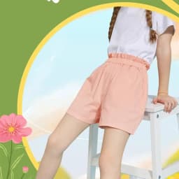 Thumbnail Quần đùi bé gái BabyloveGO 2025 quần short cho bé chất kaki đứng form mềm mịn thoáng mát QT006 2