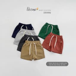 Thumbnail Quần đùi cho bé Beemo dáng vừa phối túi bên hông kèm dây rút vải cotton co giãn mặc đi học, đi chơi từ 1 - 7 tuổi 22030Q 1