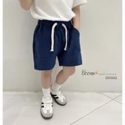 Thumbnail Quần đùi cho bé Beemo dáng vừa phối túi bên hông kèm dây rút vải cotton co giãn mặc đi học, đi chơi từ 1 - 7 tuổi 22030Q 2